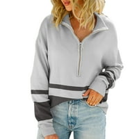 SNGXGN ženski povremeni prugasti džemper mekan debeli pulover pukotina u boji, sivi, veličina m