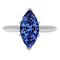 2. CT sjajan markizni rez simulirani tanzanite 14k bijeli zlatni pasijans prsten sz 7