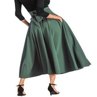 Capreze Solid Color Maxi suknje visoka struka duga suknja za žene Vintage Holiday Swing Olive Green