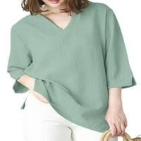 Sanviglor Women majica majica V izrez Ljetni vrhovi Casual TEE Holiday Tunika Bluza Light Green 3xl