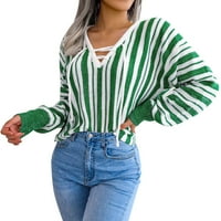 Ženski pulover Dukseri kukičani pulover Dugim rukavima zeleni l