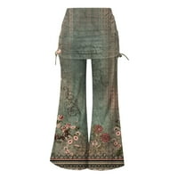 Ballsfhk Ženska moda Vintage Ispiši Ležerne pantalone za crtanje široke pantalone za noge