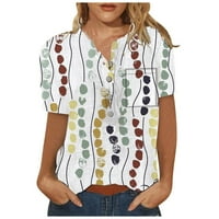 Ženski ljetni bluze Grafički slatki ljetni vrhovi ženske gumb s kratkim rukavima dolje svilena bluza
