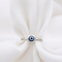 Crni, bijeli i plavi emajlirani zli prsten za oči za žene, 14k bijelo zlato, SAD 10,50