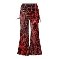 HHEI_K Bijele pantalone Žene Ženska modna Halloween Print Casual Flared Crnctring pantalone široke pantalone