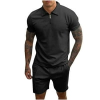 Muške dvije ljetne odjeće Polo majice i kratke hlače Postavi Casual Zip polo majice Kratki trenerka