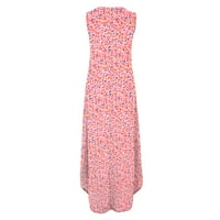 Dianli haljine za žene bez rukava Crewneck Polka Dot Print Summer Maxi Sunčana haljina Plaža Boho Plus