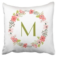 Whimmical cvjetni vijenac monogram jastučni jastuk