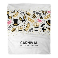 Flannel baca karneval karneval carnaval zlato i crno na bijelom ravnom mjestu meko za krevet i kauč