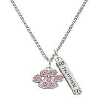 Delight nakit silvertone velike šape sa svijetlim ružičastim kristalima Silvertone najbolji prijatelji