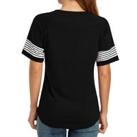 Lovskoo Womens Ljetni vrhovi Trendi okrugli vrat Raglan panel prugasti rukavac okrugli vrat križa labav