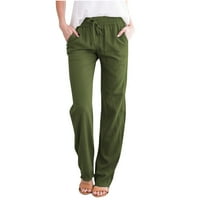 Hlače za žene široka noga ljetna pamučna džep solidne teretne hlače hlače hlače vojska zelena xl