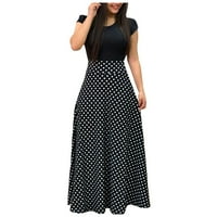 Ljetne haljine za žene bez rukava A-line maxi modni ispisani scoop vrat crni 4xl