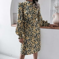 Šifonske haljine za žene cvjetni print dugih rukava Ležerne prilike za ležerce za posade Trendy haljina