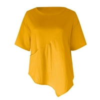 Ženske majice od pune boje kratkih rukava pamučna posteljina kratka bluza Ljeto Lose Saobranite Ležerne