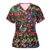 Daqian košulje za žene Žene Plue Veličina Životinjski print casual kratkih rukava V-izrez TOP TOP WOMENS