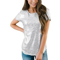 Cuoff vrhovi ženskih casual majica s kratkim rukavima Party Sequin Tunic Elegantni vrhovi XL