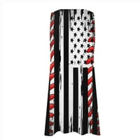 4. jula haljine za žene plus veličine casual novost američka zastava V izrez Spremnik s kratkim rukavima
