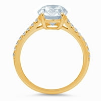2. CT sjajan ovalni rez Clear Simulirani dijamant 18k žuti zlatni pasijans sa Accentima prsten sz 5.75