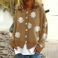 SNGXGN Ženska otvorena prednja kardigan Klint Classic Dukseteri Cardigan Cardigan za žene Dressy, Brown,