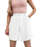 Ženske modne hlače visokog struka ravno-noge Sportski casual džepne kratke hlače za žene ljetne vježbe