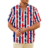 Četvrti jul Havajske košulje za muškarce Thirt Star Stripes Patriotske majice kratkih rukava Top za