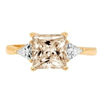 2.32ct Princess Cut Champagne Simulirani dijamant 18k žuti zlatni godišnjica Angažmane kamene prstene