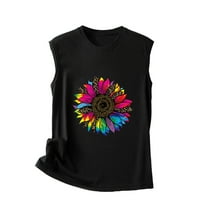 Luiyenes Women Modni vrhovi suncokret Print Tee bez rukava o vratu Majica TOP vest TEE Bluse Casual