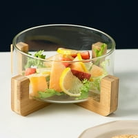 Posuda za staklenu salatu prozirna posuda za vodu za toplu vodu sa drvenom bazom