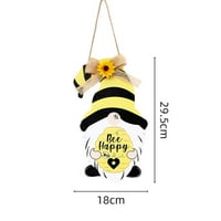 CSchome Bee Gnomes Viseći znak za viseće vrata, ELF DWARF Decor za ljetni kućni zabava Dobrodošli ukrasi