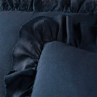 DarkNavy- Purelinen Cottonmix, Ruffle Duvetcoverset