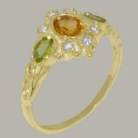 Britanci napravio 18k žuti zlatni prirodni citrinski citrinski peridot kubični cirkonijski ženski prsten