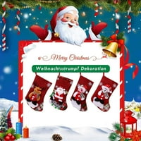 Božićne čarape Set od vešanja čarapa za kamin, Xmas stablo, sezonski dekor-poklon torba bombona torbica