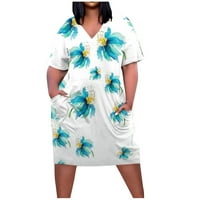 Haljine za žene plus veličine ženski V-izrez Shift kratki rukav Dužina koljena Grafički otisci Summer