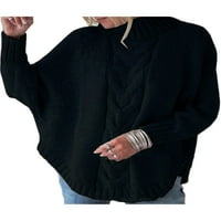 HAITE WOGE Pleteni džemperi sa dugim rukavima Zimski topli u kaluti kratkih rukava s visokim vratom