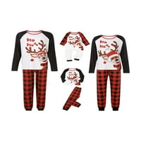 Božićne pidžame za obiteljski elk tisak na dugim rukavima + plažene hlače Xmas Spavaće za spavanje za