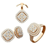 Sawvnm Sjajne poklone Dame Fashion Diamond Ring Ogrlice Minđuše Trodijelni set za odmor