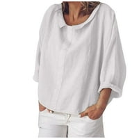 Amousa Women Ljeto Ležerne prilike Solid Color LongSleeve Okreni za oblikovanje bluza Thirts Majice