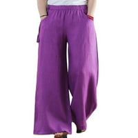 Beiwei Ladies Boho konoše za crtanje ravno noga labava pantalone za žene Plain Rad Palazzo Pant Green