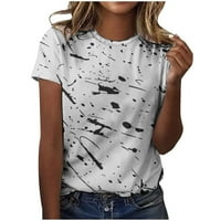 Lovskoo Ljetni vrhovi za žene Trendy Bluzes kratki rukav cvjetni otisak okruglih vrata majica za bluzu