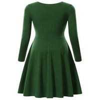 Avamo ženske ljupčke haljine posade od vrat midi haljina pune boje dame casual party green 3xl