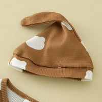 Baby Girl Boy Outfit Jesen Girls Boys Slatka Knit ROMper Crtani ispis Dugim rukavima Jumpsuits Hat Set