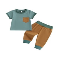 Gwiyeopda Toddler Baby Boy Set outfit, majica kratkih rukava i duge hlače Ljetna set odjeće