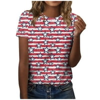 SKSLOEG WOMENS Bluze Američka zastava Patriotske majice Summer Casual Holiday kratki rukav Tors 4. jula