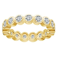 Carat Okrugli bijeli prirodni dijamantski okvir Set Eternity Wedding Band prsten u 14K čvrsti žuto zlatni