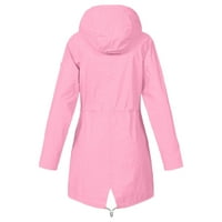 Ružičaste otvorene jakne s kapuljačom Solid Womens 芒聙聶 s kišnim kabanjem vjetrootporna jakna za žene