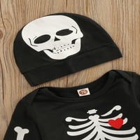 Binwwede Newborn Baby Threed Set outfits, Halloween Skull uzorak ROMPER Elastične struke hlače koje