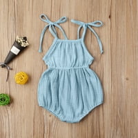 Canrulo Baby Girl Solid Color Rompers Ljetni povremeni kombinuiti bez rukava bez rukava Romper SLING