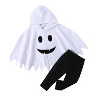 Licupiee Toddler Girls Boys Halloween Outfits Ghost Nasmiješeni list Ispis ogrtača + duge hlače Set