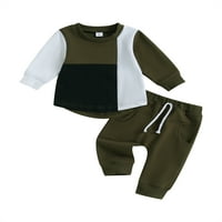 Toddler Baby Boys TrackSit kontrastna boja dugih rukava dugih rukava i elastične hlače Proljeće pada